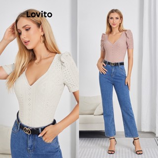 Lovito Camiseta com Babado Assimétrico para Mulheres LBE04016 (Rosa Antigo)