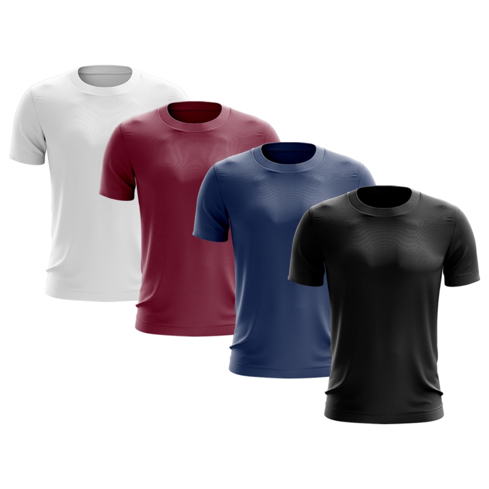 Kit 4 Camisetas Masculina Manga Curta Dry Fit Básica Lisa Proteção Solar UV Térmica Blusa Academia Esporte Camisa