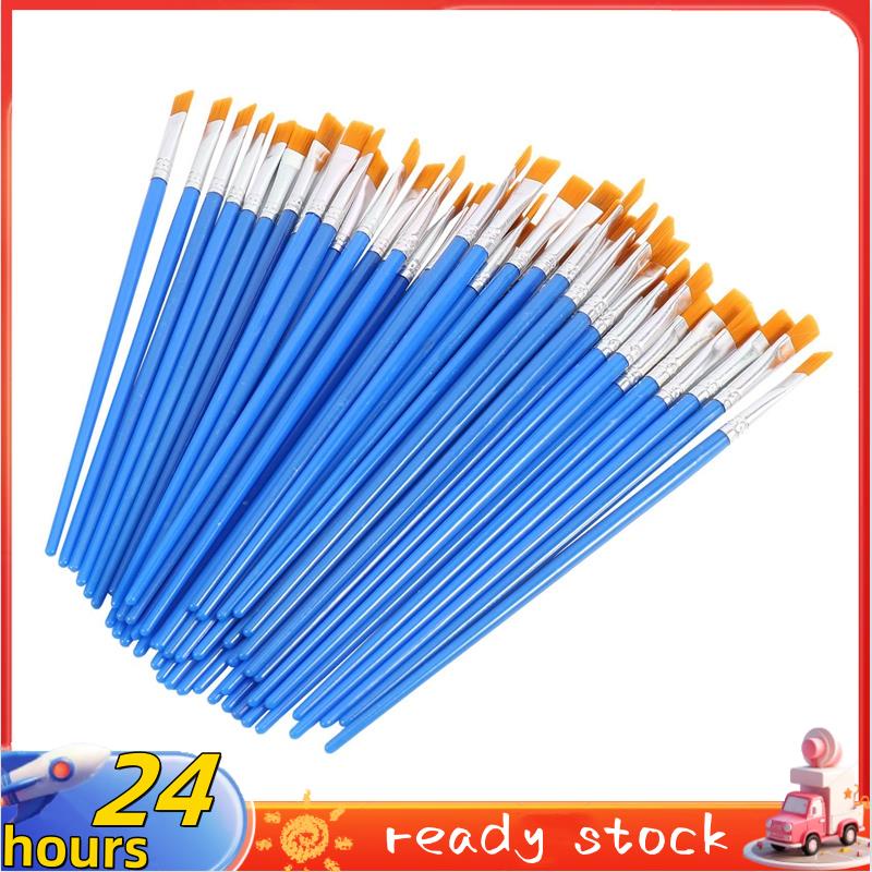 Conjunto De Pincéis De Pintura 50 Pcs Kids Nylon Cabelo Plano Pequenos Kits De Aquarela A Óleo Granel Para Crianças