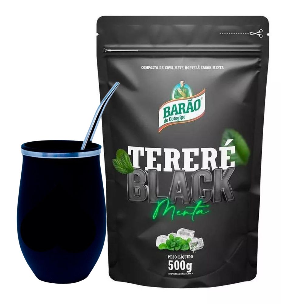 Kit Erva Mate Terere Black Menta Cuia e Bomba Premium 500 gr