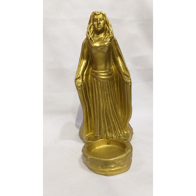 Escultura Castiçal Em Gesso 16cm Deusa Wicca