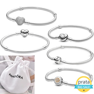 Pandor / A Pulseira Berloque Pingente 925 Prata Pan Diamante Coração Serpentina Corrente Charme Bangle Pulseiras Encantado Com Bolsa De Veludo