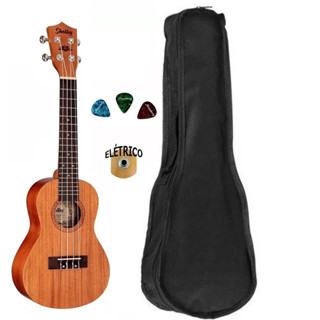 Ukulele Shelby Soprano Su21m Elétrico Kit Capa Palhetas em Oferta na Shopee