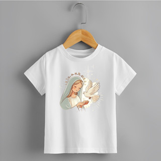 Blusa Infantil Camiseta Unissex Estamp Santinha Pombinha Branca Novidade em Oferta na Shopee