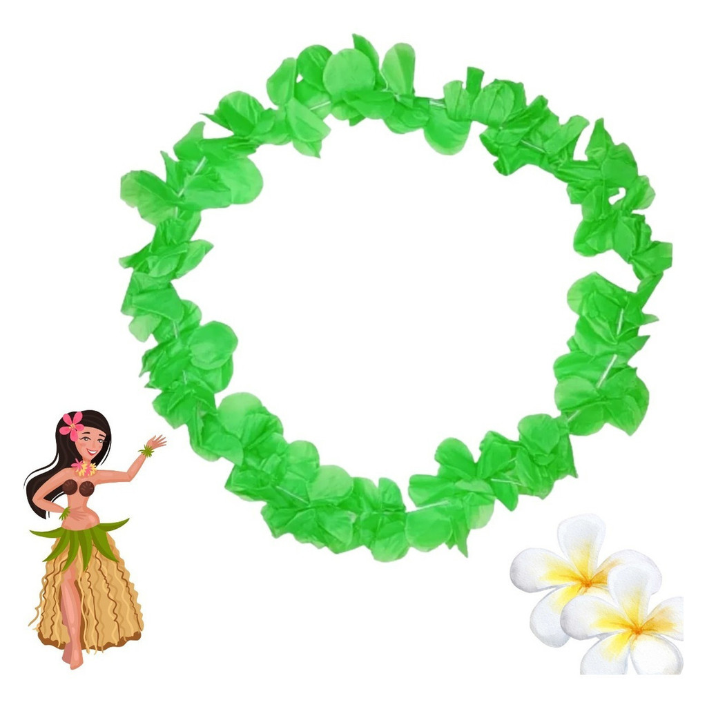 Colar Havaiano Verde Havaianos Plástico Festa Havaíano