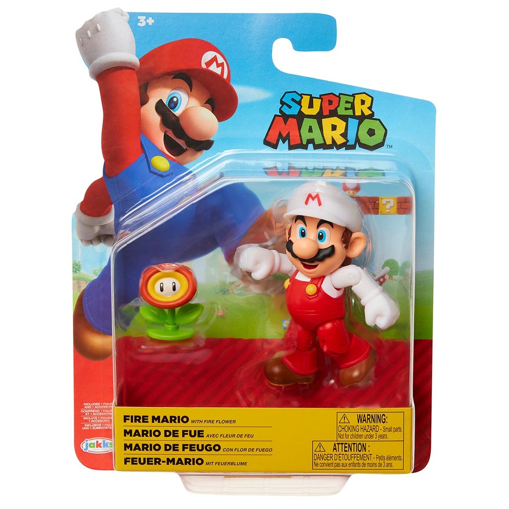 Boneco Mario De Fogo De 10Cm Com Flor De Fogo - Super Mario em Oferta na Shopee