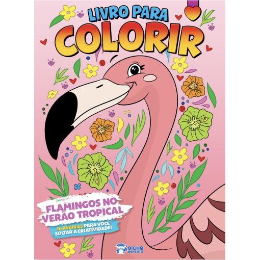 Livro Para Colorir - Flamingos no Verão Tropical em Oferta na Shopee