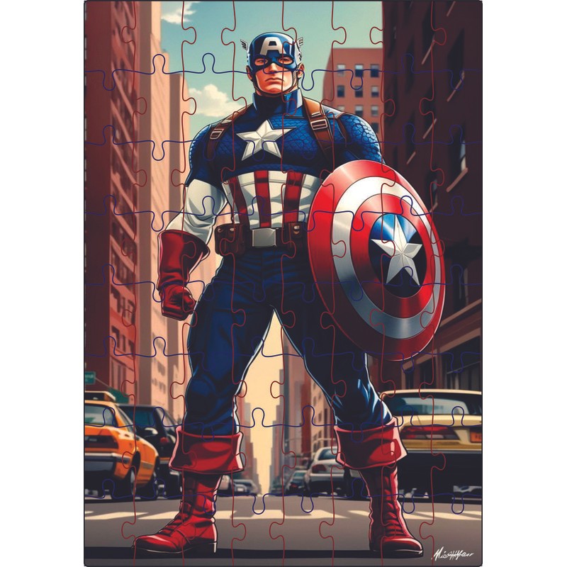 Quebra-Cabeça jogo Infantil Capitão América 64 Pçs MDF 18x26 em Oferta na Shopee