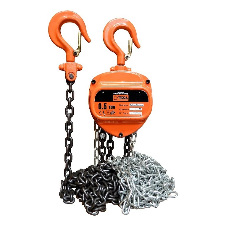 Talha Manual 0,5 Ton c/ Corrente 5 Metros - Terra Equipamentos