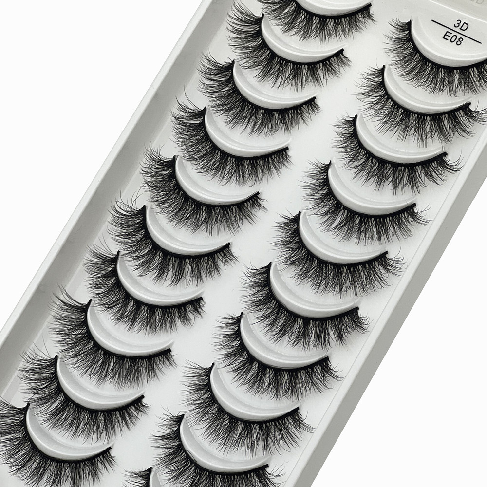 Cartela 10 Pares Cílios Postiços E08 Maquiagem Mink Imediato em Oferta na Shopee