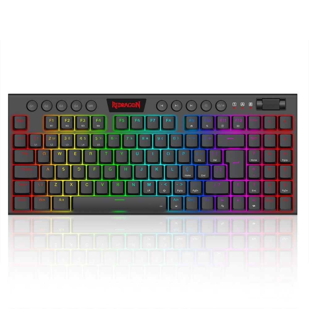 TECLADO MECANICO USB GAMER YI TKL RGB SWITCH BROWN REDRAGON K625P-KB PRETO