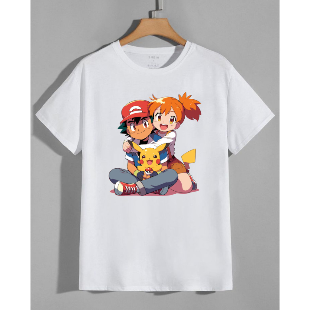Camiseta Pokémon Pikachu Infantil Adulto Infantil 04 ao 16 Blusa Desenho Jogo Animado Colorida Camisa algodão Unissex