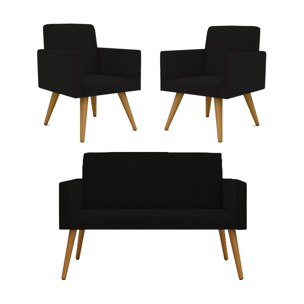Kit Namoradeira + 2 Poltronas Decorativas Nina Balaqui Decor