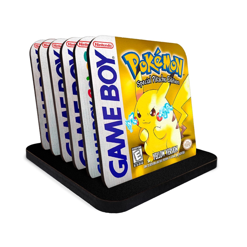 Kit 6 Porta Copos MDF Bolacha Pokémon Game Boy Apoio Xícara em Oferta na Shopee