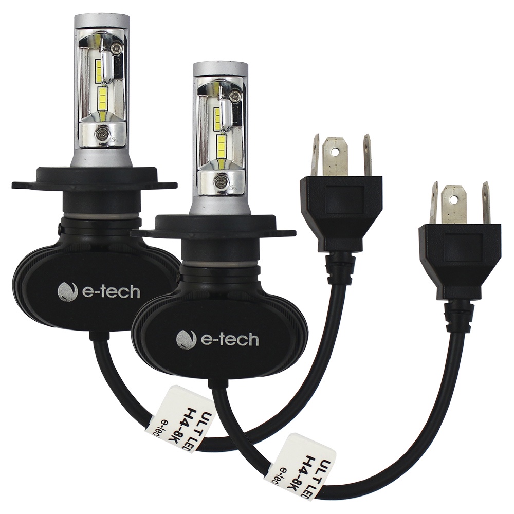 Kit Lampada Super Led H4 6000k Ultra Led 6000 Lúmens 12v 40w E-Tech Farol Alto Baixo IP68 em Oferta na Shopee