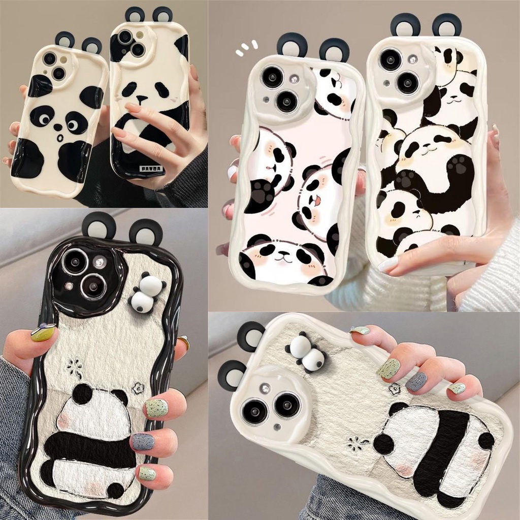 Caixa Para Samsung Galaxy A02 A02S M02S M02S A03 CORE A04 A04E A10 M10 A11 M11 Cream Wave Edge Cartoon Orelhas De Boneca Panda 3D Luxo À Prova De Choque em Oferta na Shopee