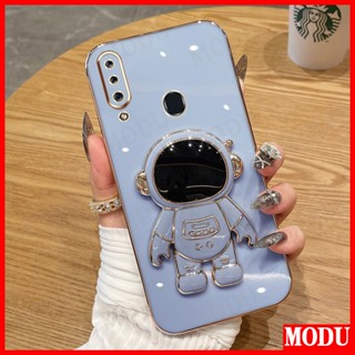Case Capa Capinha De Luxo Para Celular Galvanizada Samsung Galaxy A20S A30 A20 M10S A10S M01S Macaron Cor Com Suporte De Astronauta De Alta Qualidade