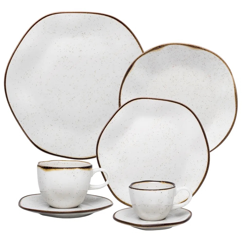 Aparelho De Jantar Ryo Maresia Areia 42 Peças Oxford Porcelanas