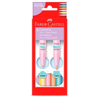 Caneta hidrográfica ponta Vai e Vem 150906VVZF com 6 cores Pastel Faber-Castell
