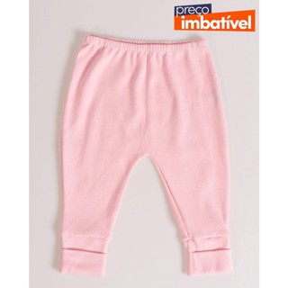 Calça Culote Bebê Com Vira Pé Rosa Claro