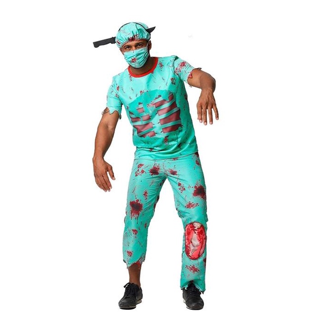 Fantasia Zumbi Halloween Masculina Médico Cirurgião Ensanguentado em Oferta na Shopee