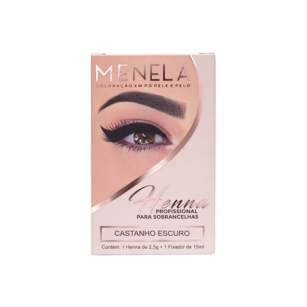 Kit Henna Sobrancelha Menela Castanho Escuro 2,5g - Beauty