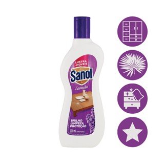 Lustra Moveis Lavanda Sanol Limpa Moveis Materiais de Madeira 200ml