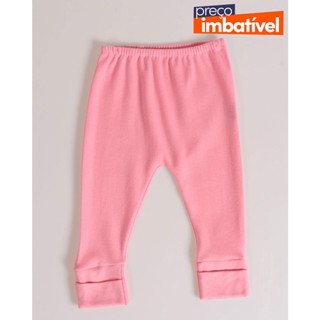 Calça Culote Bebê Com Vira Pé Coral