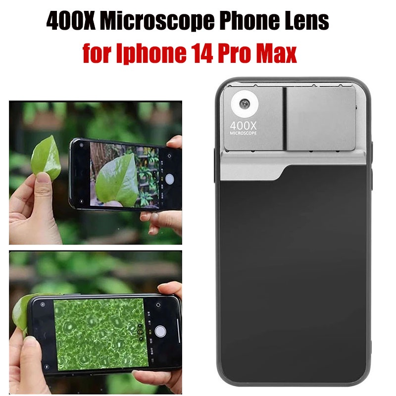 Para O iPhone 14 Pro Max 14 Plus Universal 400X Microscope Phone Lens SmartPhone Case Com Luzes De Transmissão De LED Acessórios Móveis