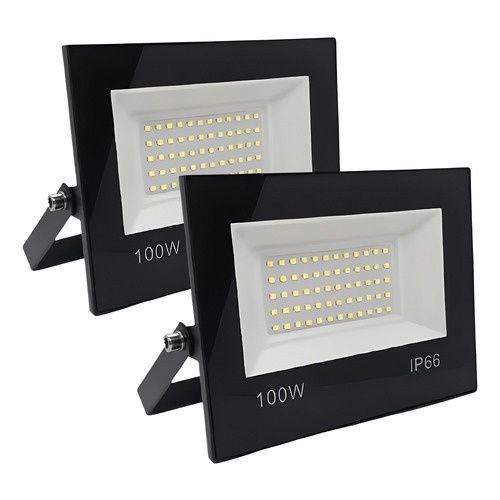 Kit 2 Refletor Led 100w Prova Dágua Ip66 Holofote 6500k