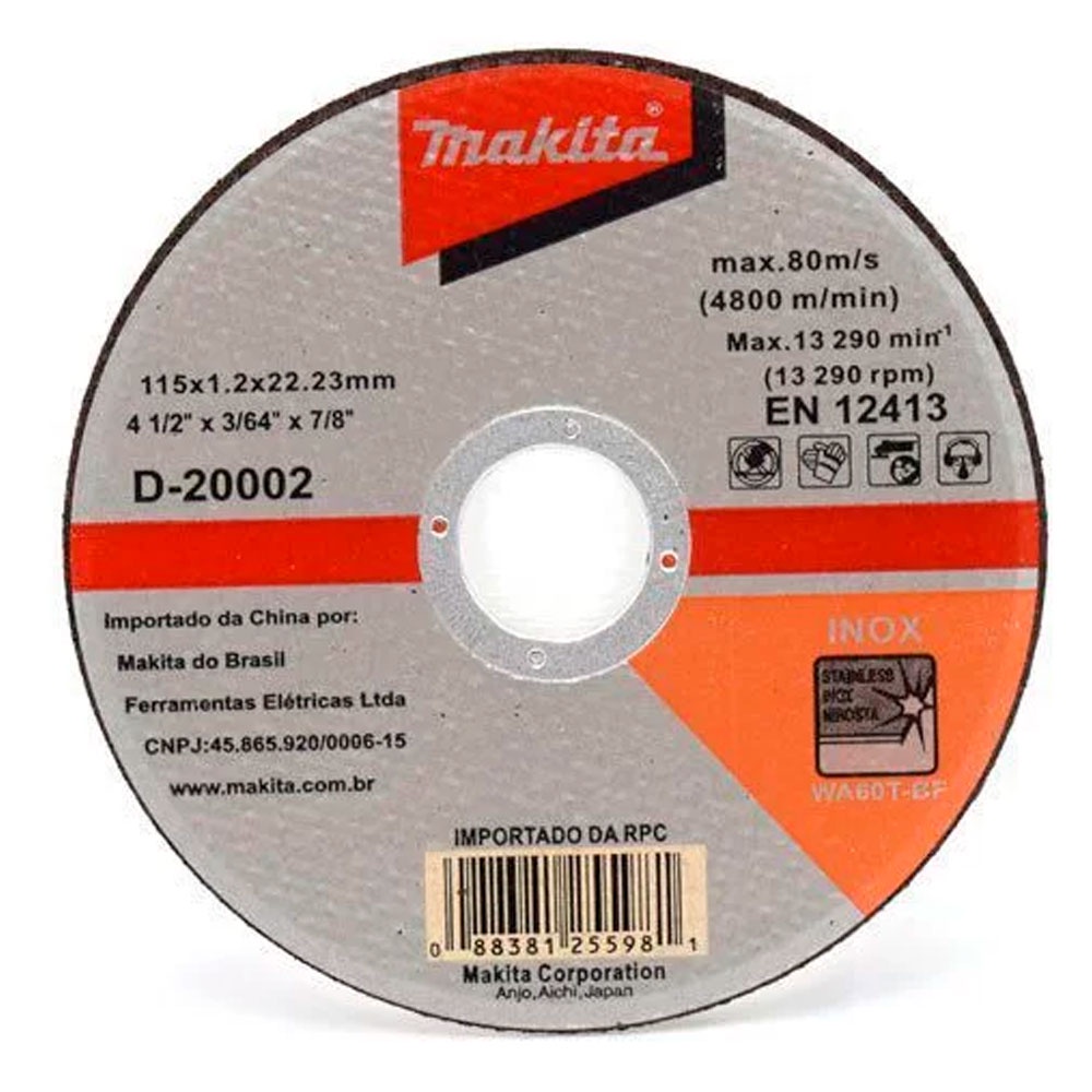 Disco de Corte Inox para Esmerilhadeira Makita 4.1/2 Pol D-20002 Disco de Corte para Inox em Oferta na Shopee