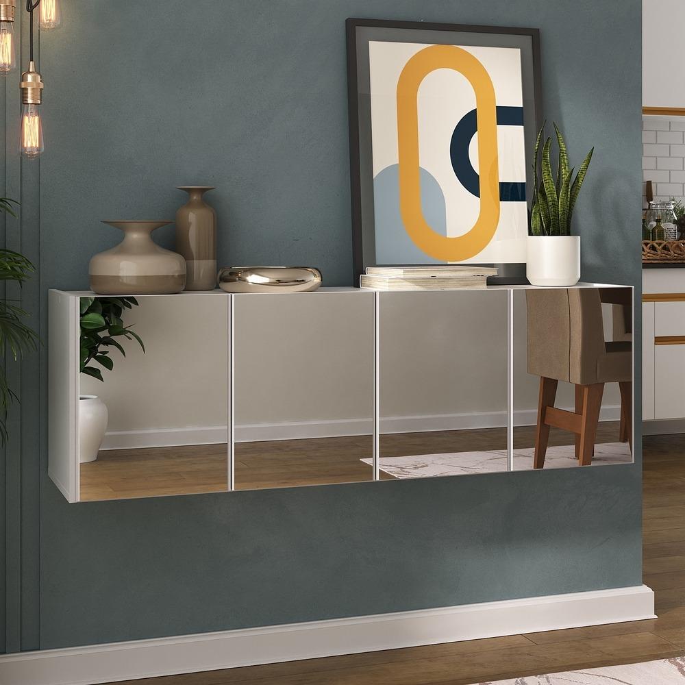 Aparador Buffet Multimóveis  Suspenso com Espelhos 4 Portas MP8005 - Home & Living