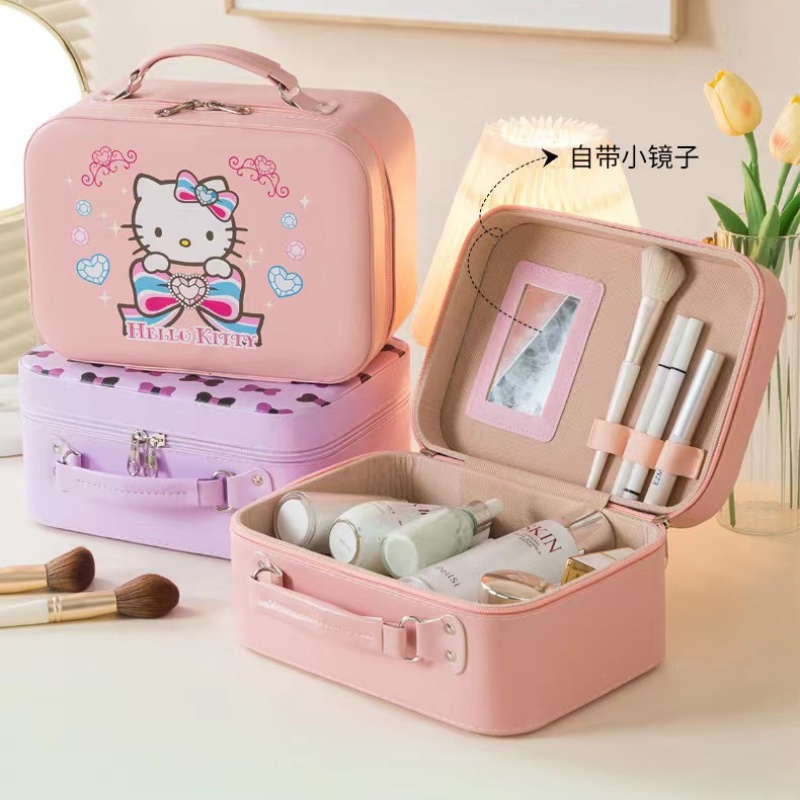 [Haroro] 26cm Mymelody Caixa Cosmética De Grande Capacidade Hellokitty Cosméticos De Armazenamento Canela Sanrio Portátil E Saco Cosmético Fofo De Cartoon