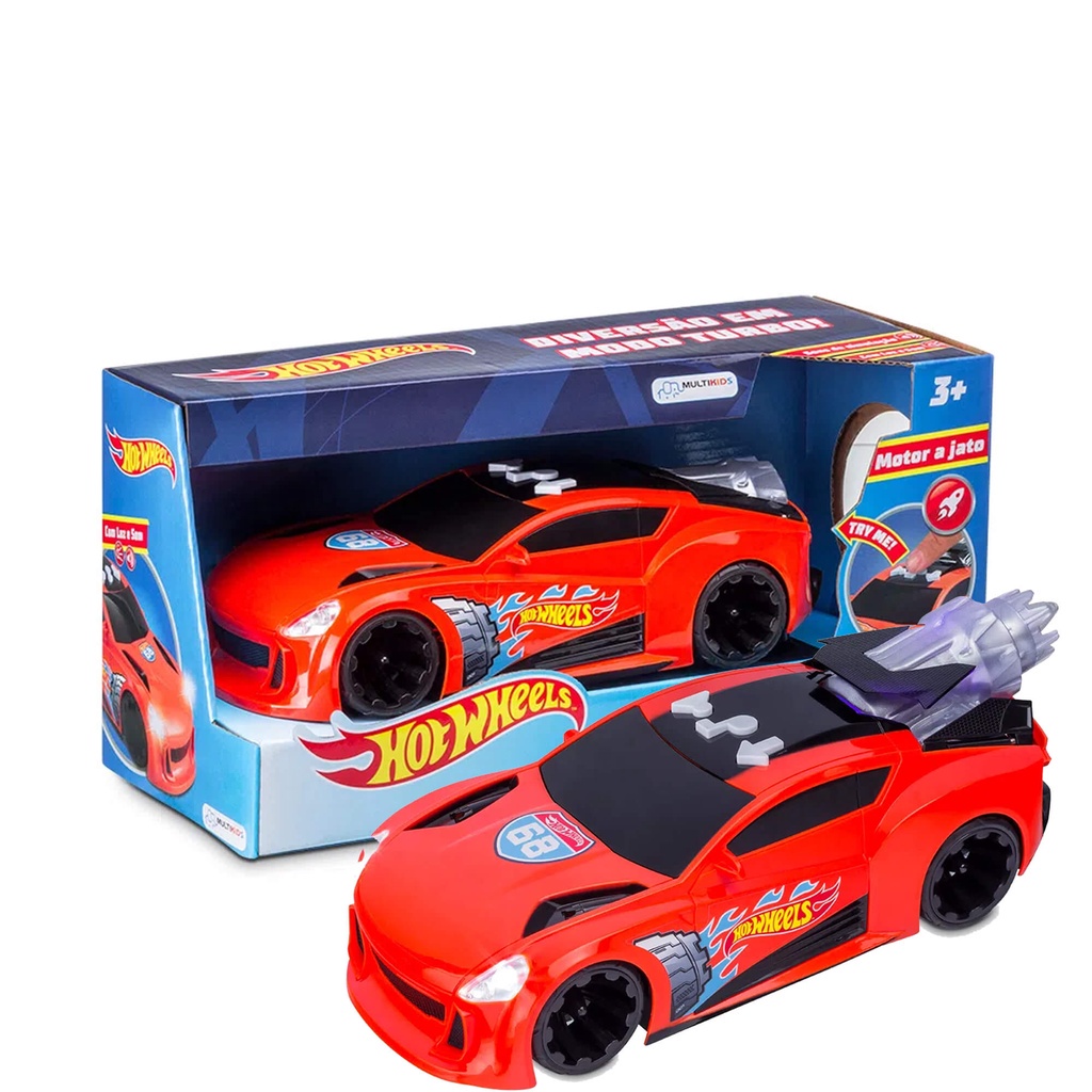 Brinquedo Carrinho Hot Wheels Turbo com Luz e Som Modo Turbo Vermelho Multikids 