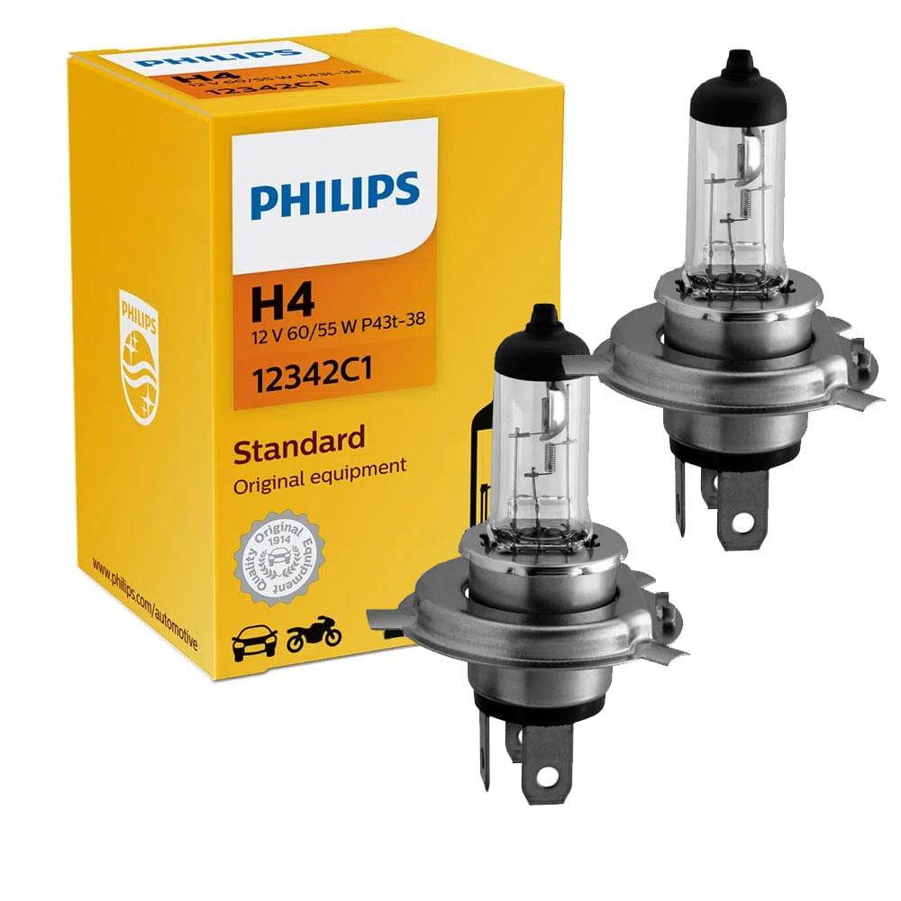 Par Lâmpada Philips Halógena Standard 55/60W 12v H4 Biodo em Oferta na Shopee