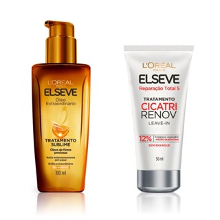 Kit Óleo Extraordinário Elseve 100ml e Leave In de Tratamento Elseve Cicatri Renov 50ml