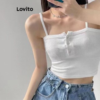 Lovito Regata Básica Casual Com Botão Liso Para Mulheres LNL38107 (Café/Cinza/Branco/Roxo)