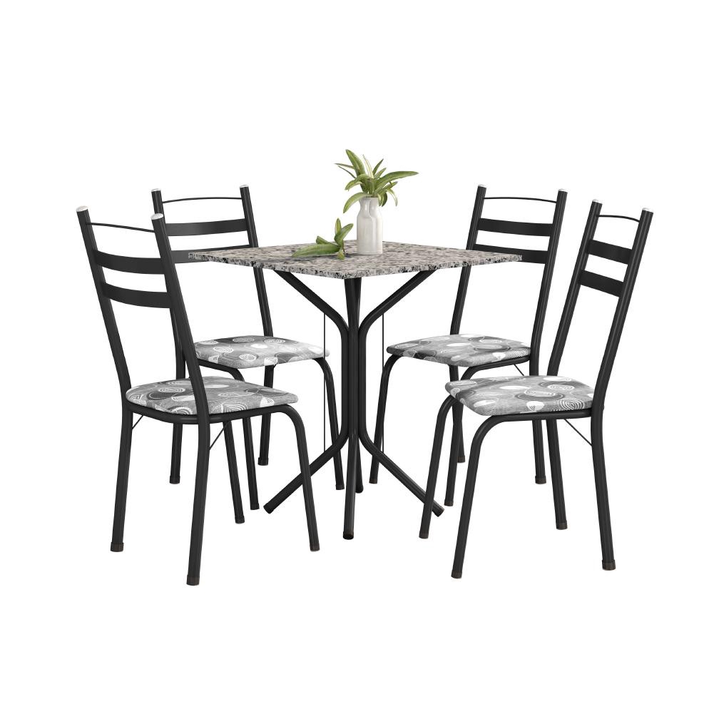 Conjunto de Mesa Thais 0,70m com 4 Cadeiras Artefamol Granito / Dark em Oferta na Shopee