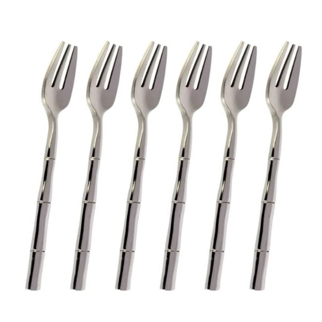 6 Garfos de Sobremesa Steel Wood Bambu em Inox L’Hermitage - Home & Living