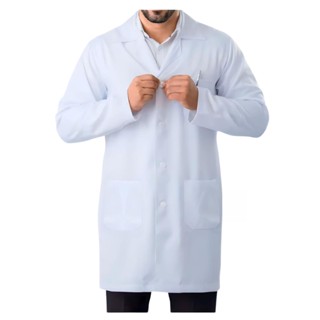 Jaleco Masculino Manga Longa Em Oxford Branco Preto Medicina