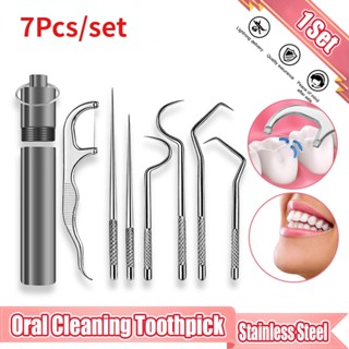 Conjunto De Palitos De Dentes De Aço Inoxidável Reutilizáveis Portáteis Limpeza Oral