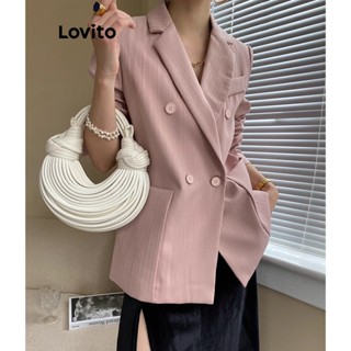 Lovito Elegante Blazer Feminino Liso Jacquard com Botão Frontal e Bolso L68ED081 (Rosa Queimado)