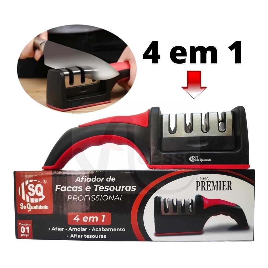 Amolador De Facas E Tesouras Profissional 4 Em 1 Sq Original