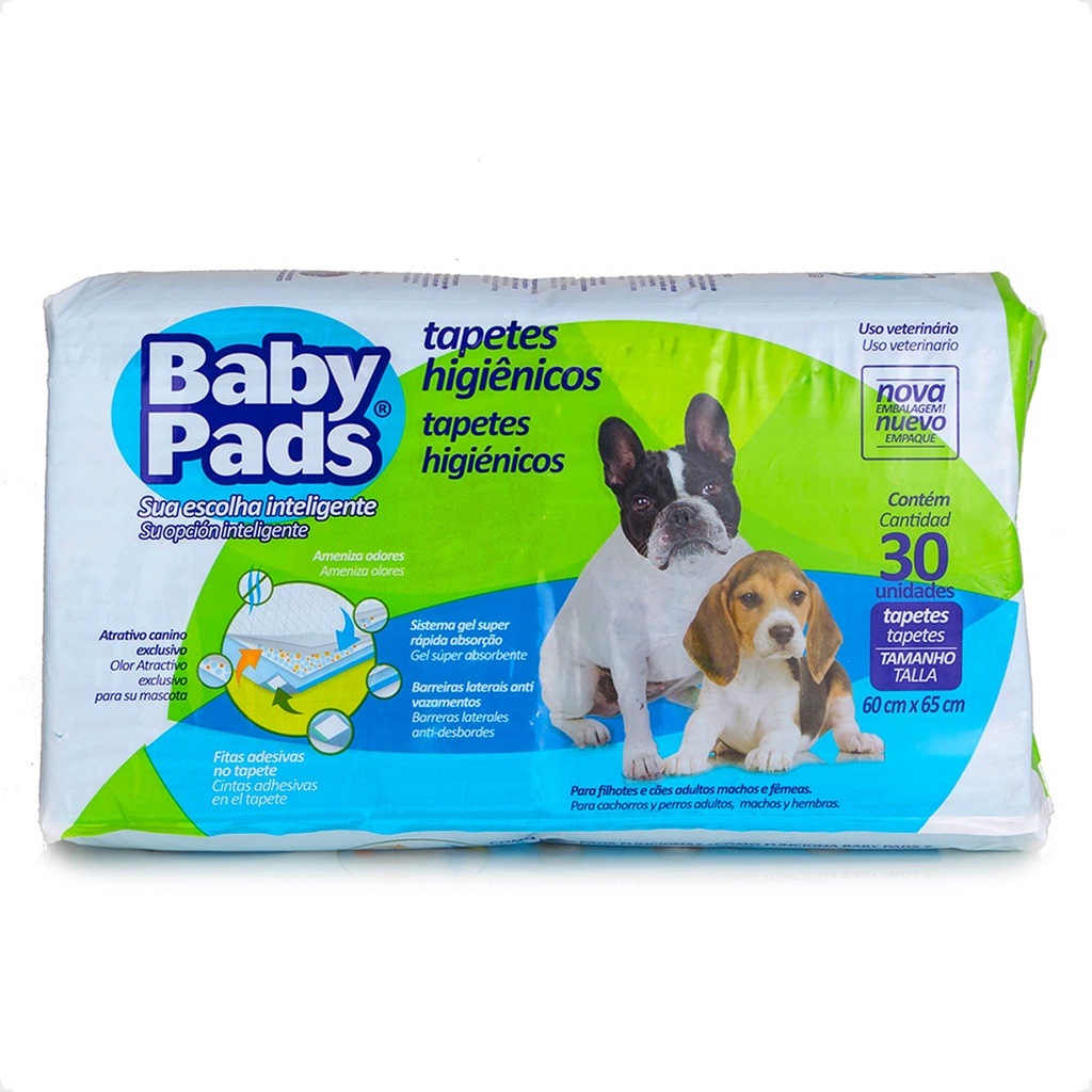 Tapete Higiênico Baby Pads 60x65 - 30 Unidades - Pets