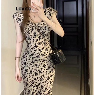 Lovito Vestido Elegante Com Babados Florais Ditsy Para Mulheres LNE43345