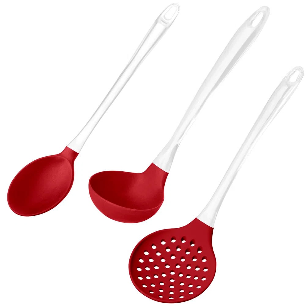Kit Para Servir De Silicone Cabo Acrilico Vermelho Up Home UD037 - Home & Living