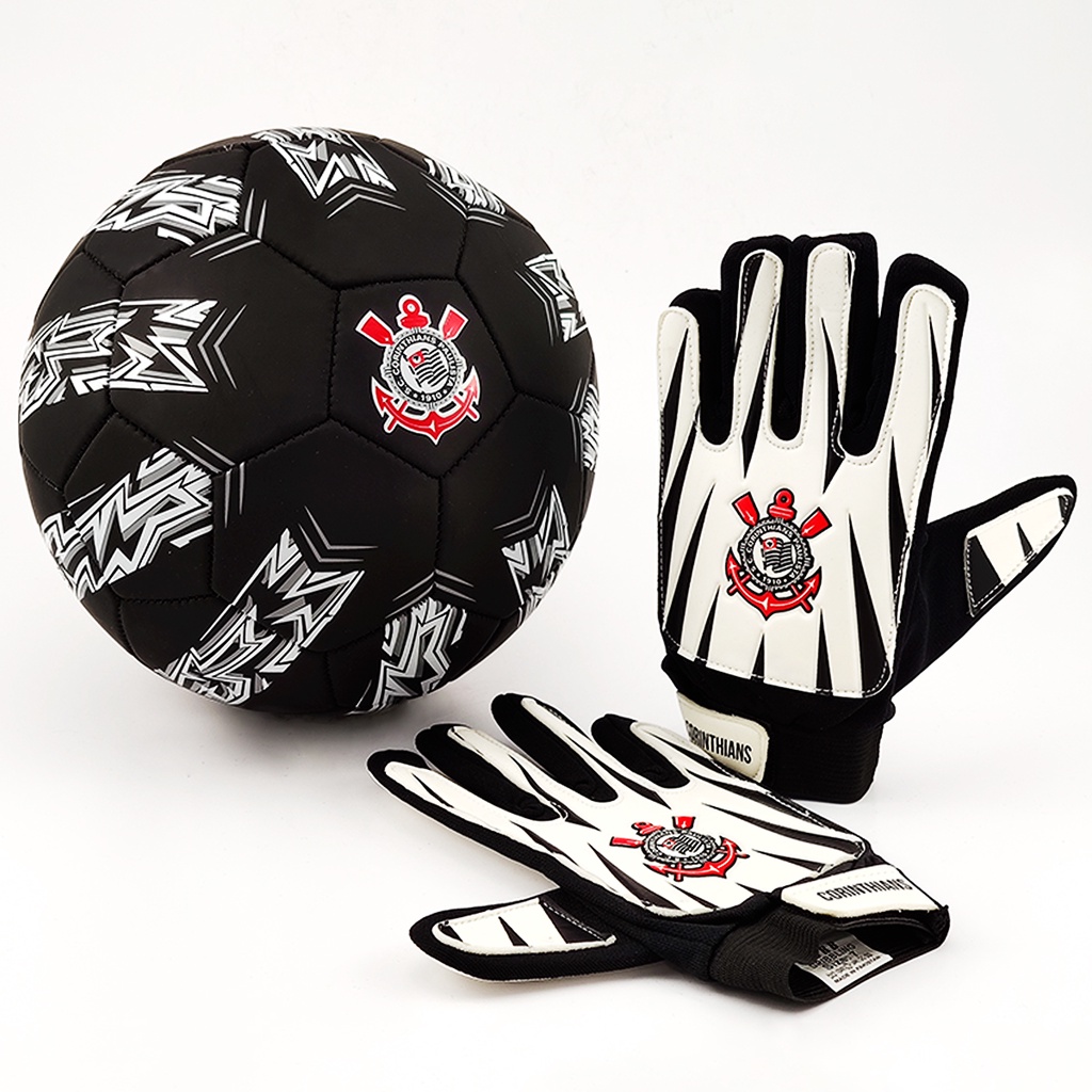 Kit Luva Goleiro + Bola Infantil Corinthians Oficial - Futebol/Campo