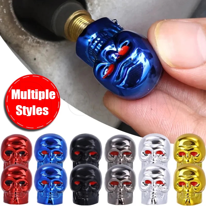 Tampa Da Haste Válvula Universal Skull Style Car Tire-Roda Do Automóvel À Prova D'água Com Núcleo De Cobre Anti-Ferrugem-Para Pneus De Bicicleta