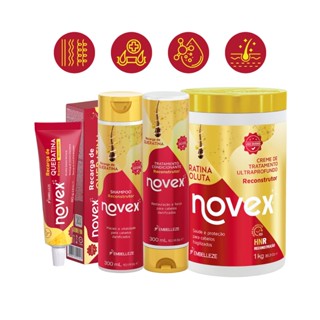Kit Shampoo+Cond+Recarga+Creme Queratina Rec. Vitay Novex