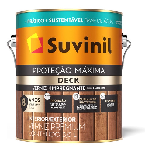 Verniz Proteção Máxima Deck Base Água Natural Acetinado Suvinil 3,6l em Oferta na Shopee